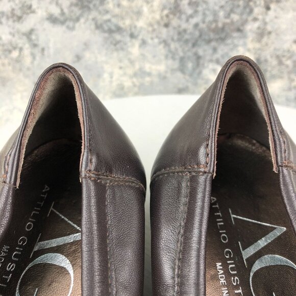 AGL Attilio Giusti Leombruni Women's Size 39.5 (9.5) Brown Leather Slip On Pumps - Picture 4 of 13